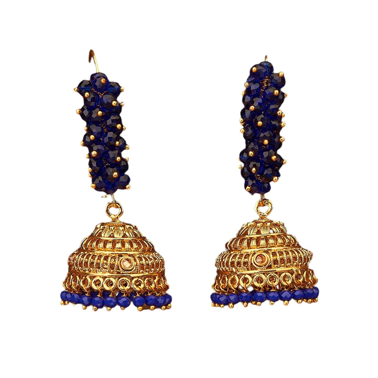 Indian Jhumka Earrings for Women - Faux Pearl Hoop Jhumka Earrings Meenakari Jhumkas with Gold Platting Bollywood Style Dangle Drop Earring Ethnic Chandbali Jewelry for Bride Gift for Her